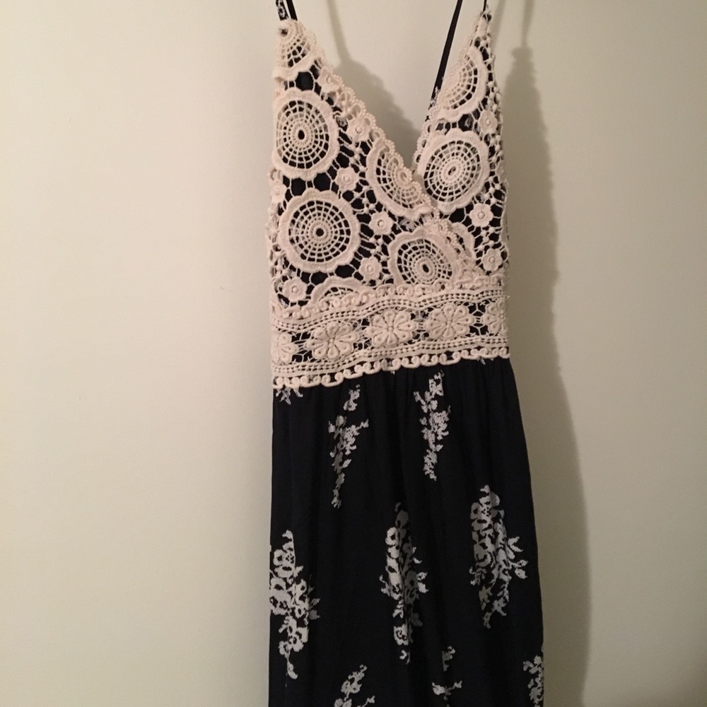 Ganji Navy Blue Maxi dress with lace top